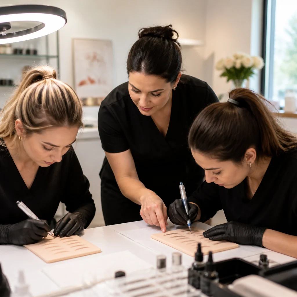Originale Showroom-Illustration zum Thema PMU-Schulung & Entwicklung