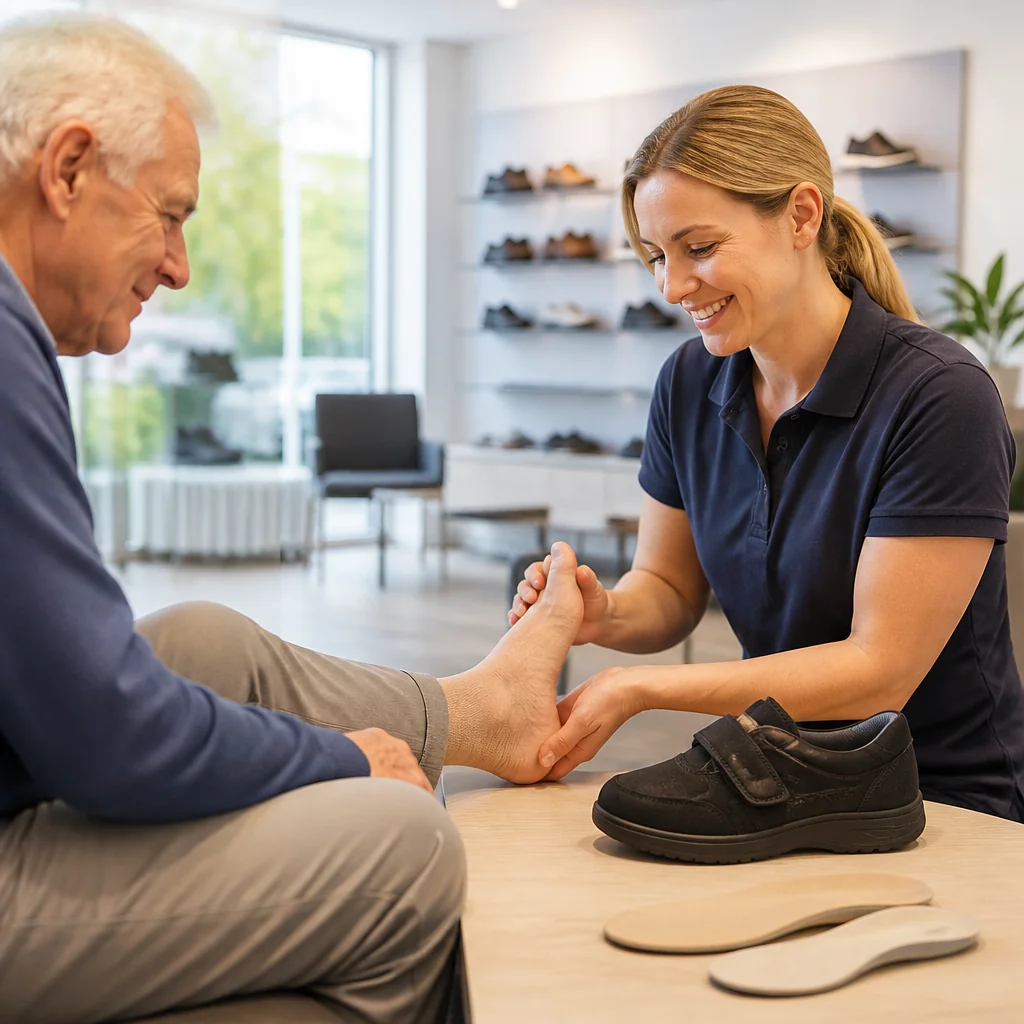 Originale Showroom-Illustration zum Thema Fußversorgung bei Diabetes