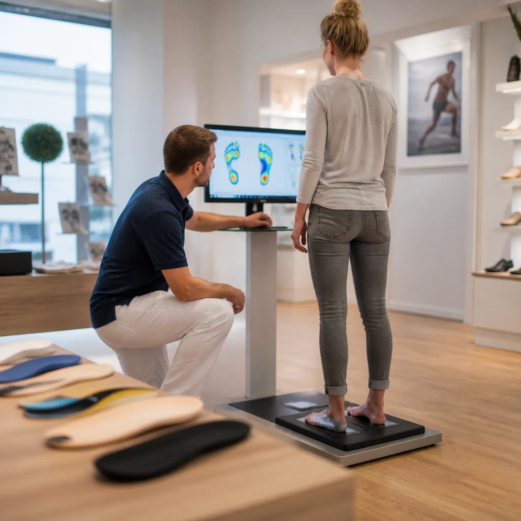 Originale Showroom-Illustration zum Thema Einlagen & Schuhe