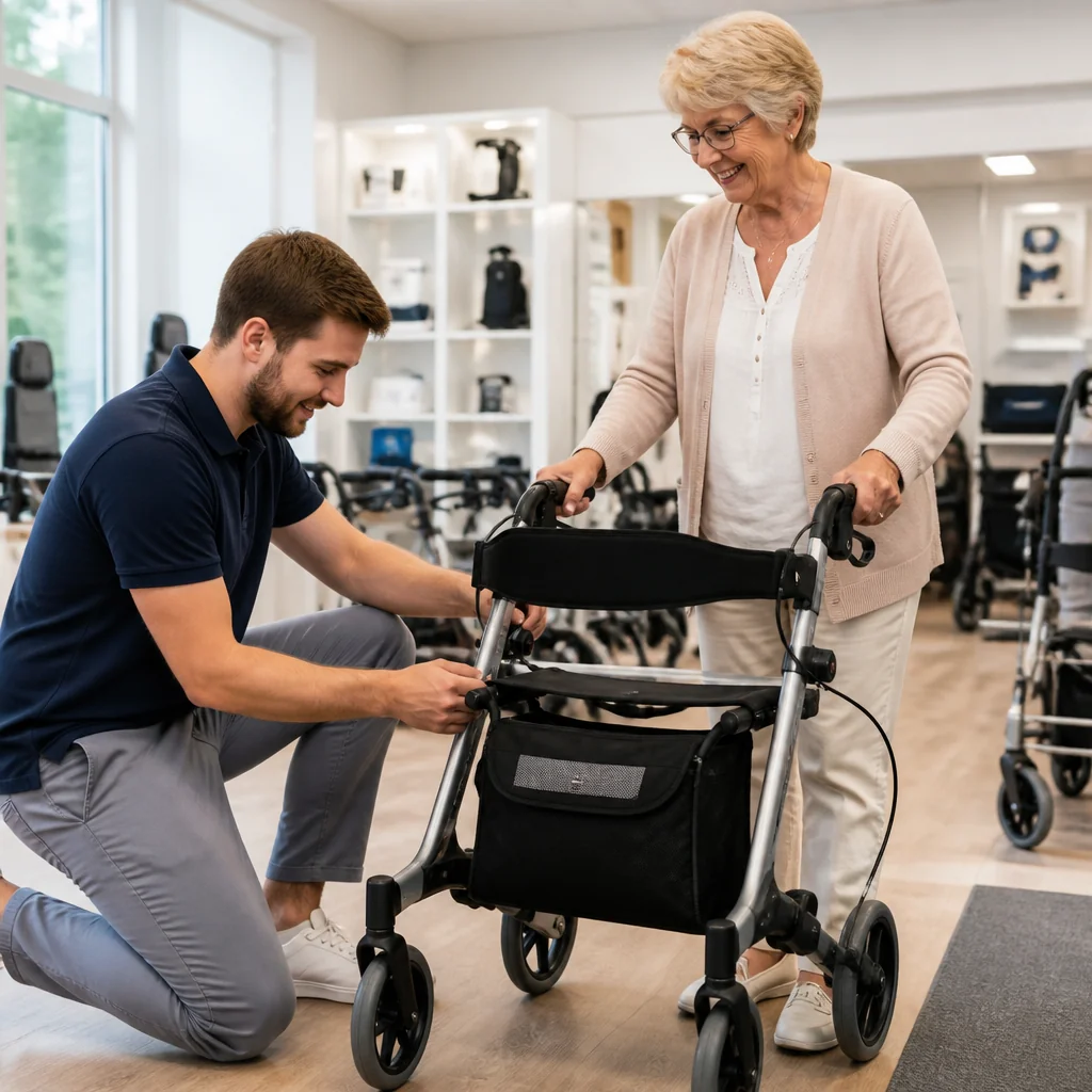 Originale Showroom-Illustration zum Thema Rollator & Gehhilfen